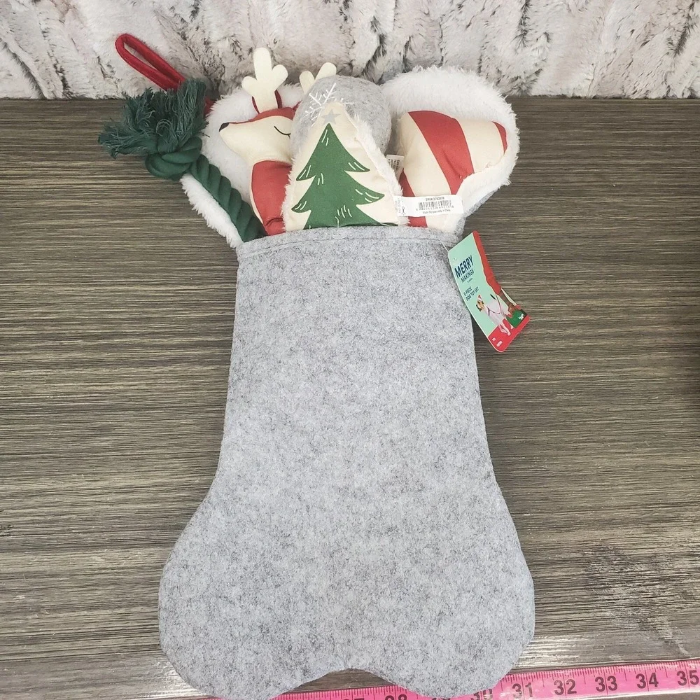 Merry Makings Grey Premium Pre-stuffed Pet Stocking Dog Toys, Medium‎